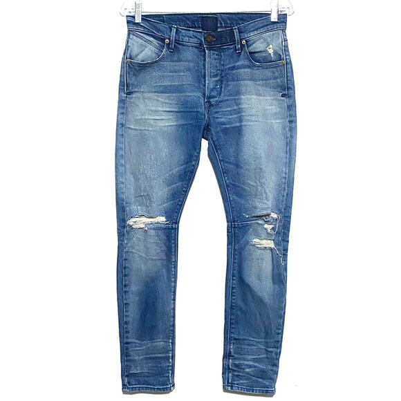 RTA Skinny Jeans Distressed Ripped Cross Patch Button Fly Stretch Womens 25 USA - Picture 1 of 11